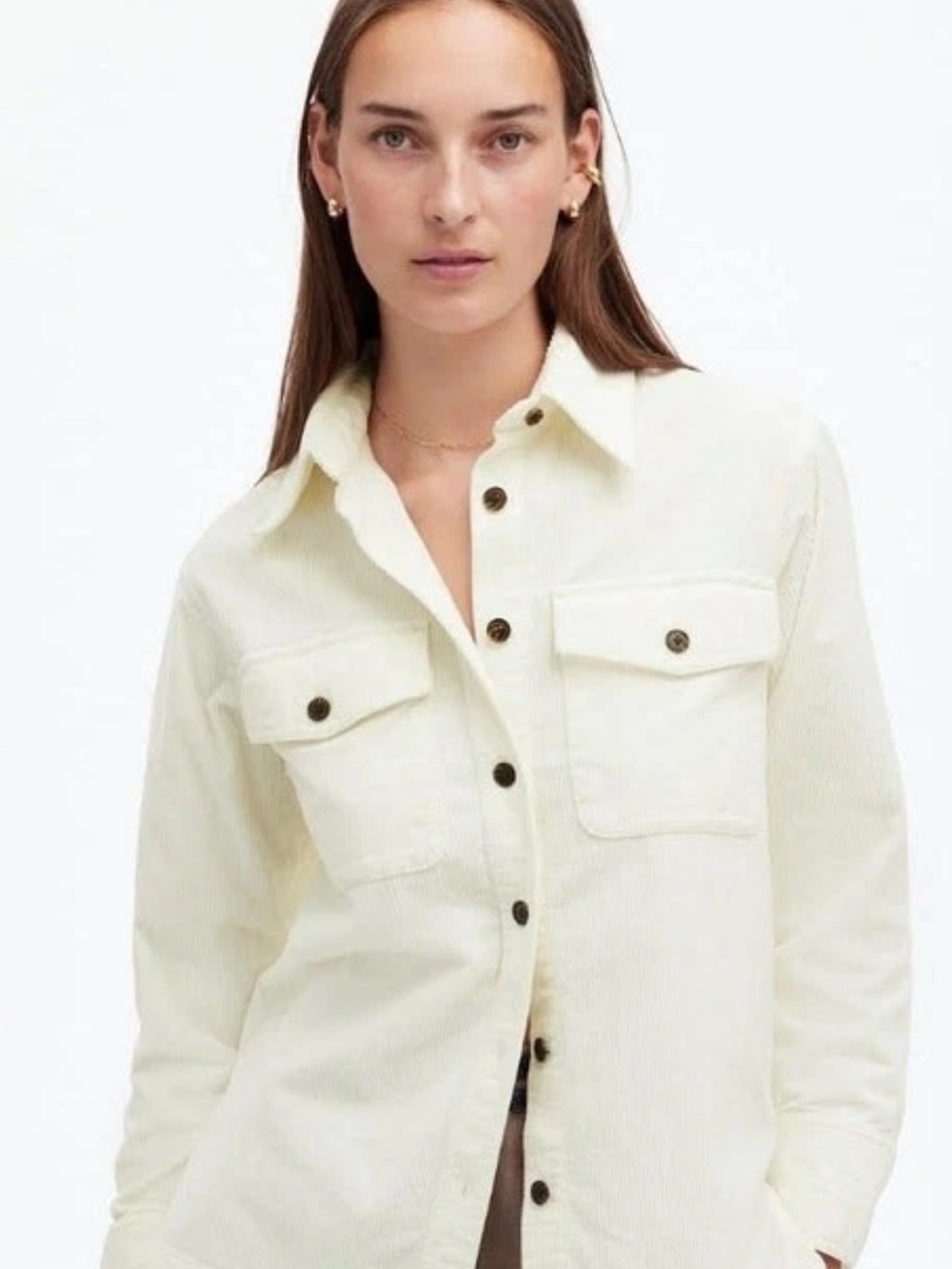 Madewell Women’s Corduroy Relaxed Shirt Jacket Ivory size M